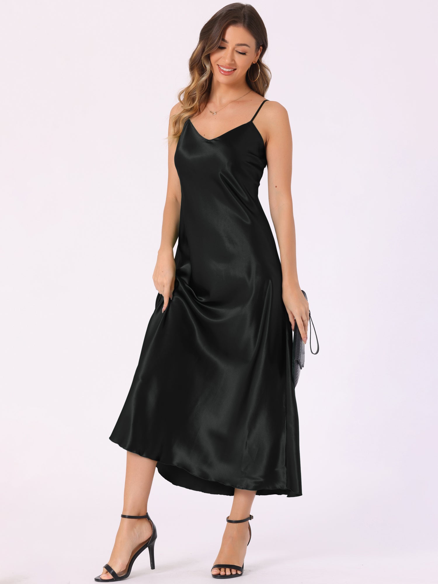 allegra maxi dress champagne Satin Sleeveless Spaghetti Strap Maxi Dress
