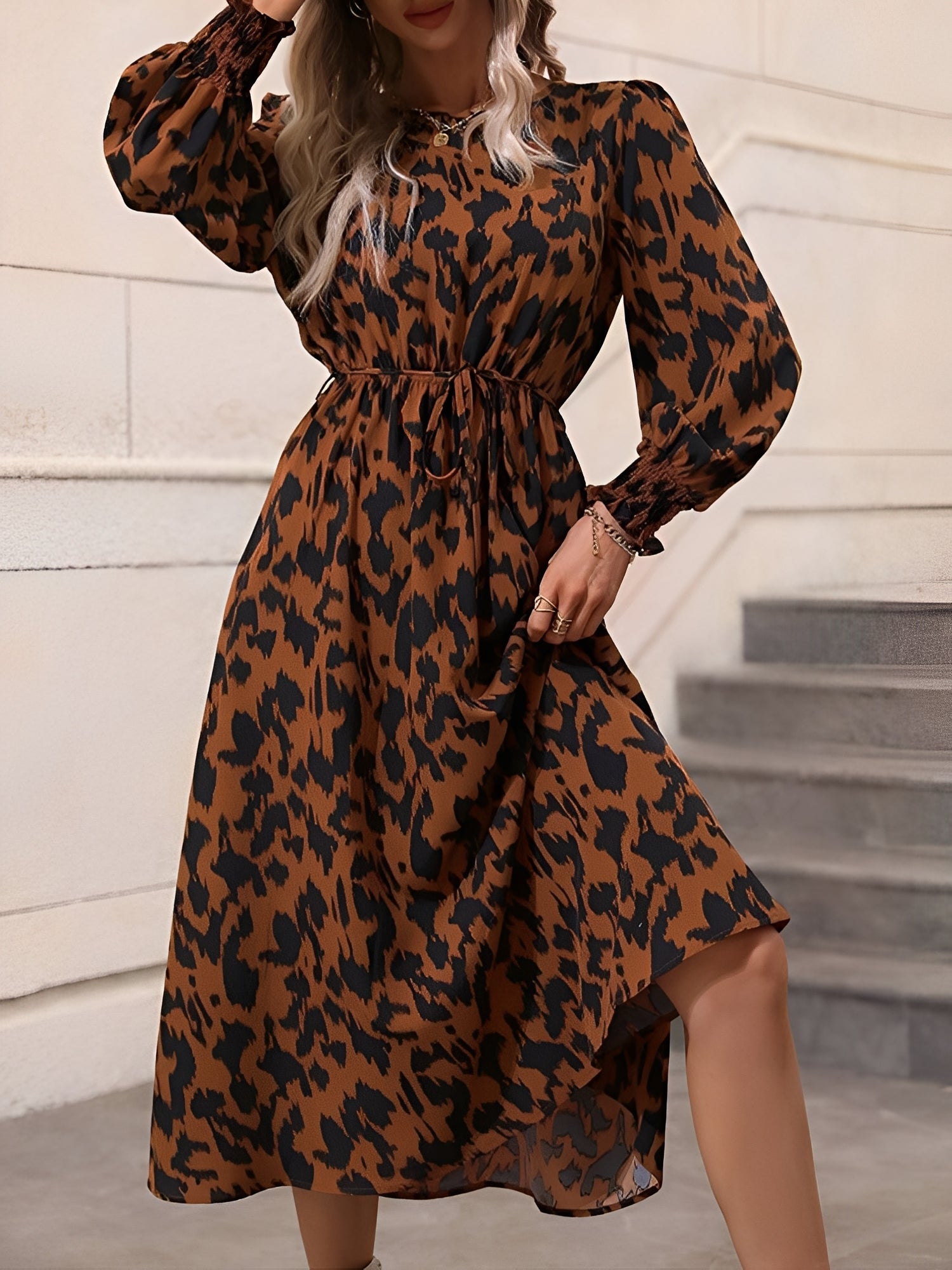Cheetah Print Tie Waist Dress
