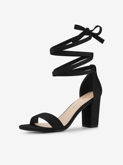 Lace Up and Ankle Strap Chunky Heel Sandals
