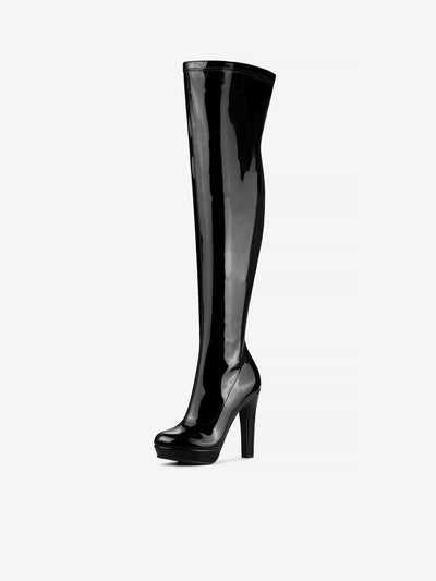 Platform Round Toe Chunky Heel Over The Knee High Boots
