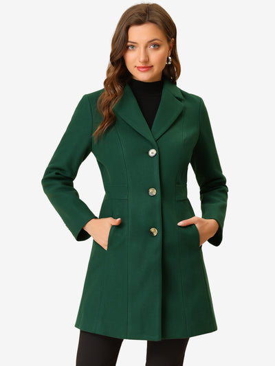 Single Breasted Notched Lapel Outerwear Winter Coats