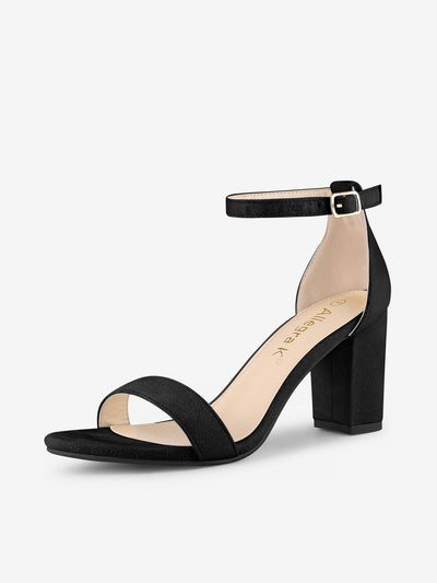 Women's Buckle Ankle Strap High Chunky Heels Sandals