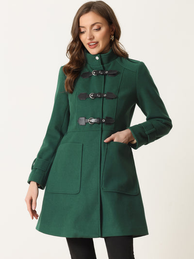 Allegra K Stand Collar Coat Single Breasted Vintage Winter Outwear Coat