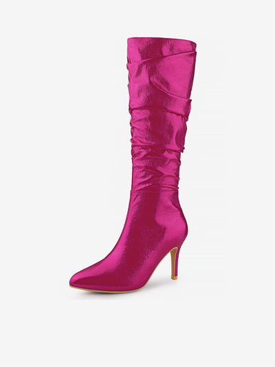 Slouchy Pointed Toe Stiletto High Heel Knee High Boots