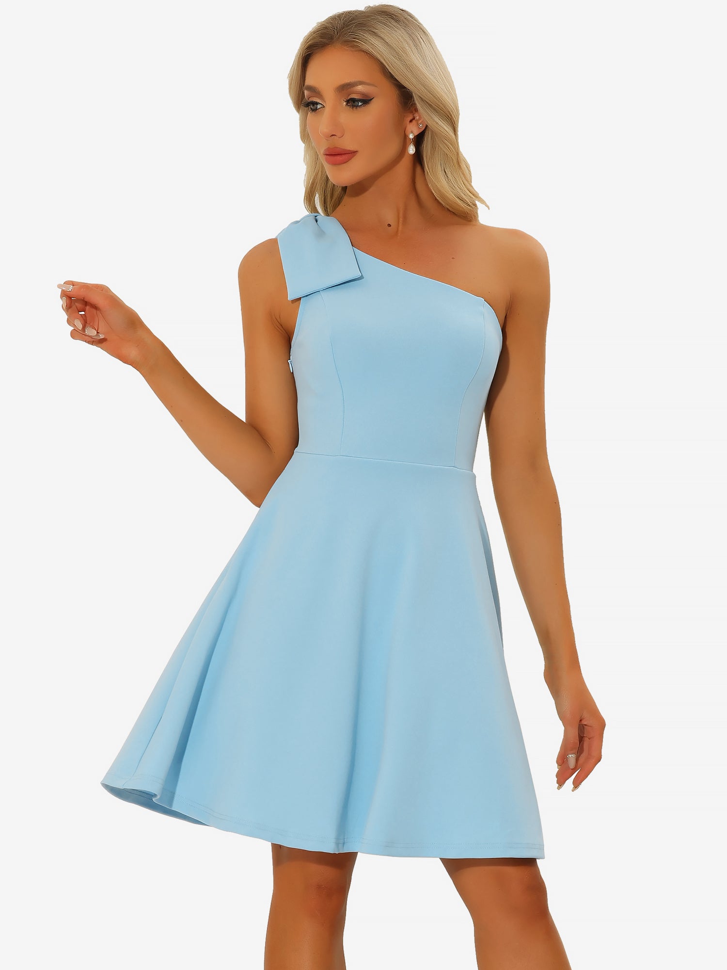Robe midi trapèze asymétrique à une épaule, sans manches et poches