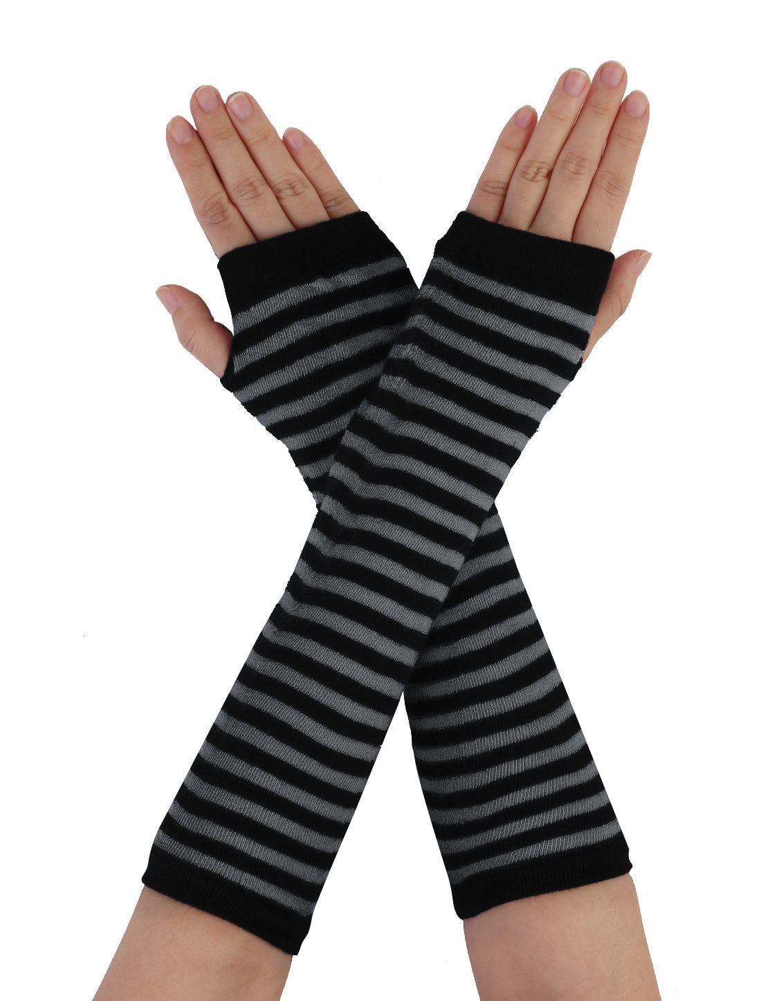 Allegra K Winter Fingerless Thumbhole Elastic Long Knitted Party Costume Gloves