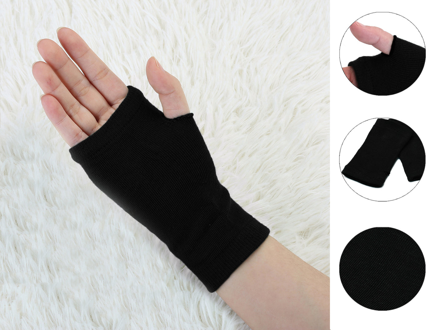 Allegra K Acrylic Lady Fingerless Thumb Hole Fall Wear Gloves Pair