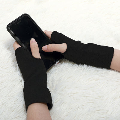 Acrylic Lady Fingerless Thumb Hole Fall Wear Gloves Pair