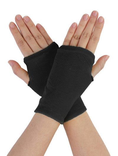 Allegra K Acrylic Lady Fingerless Thumb Hole Fall Wear Gloves Pair