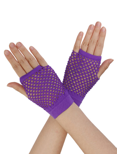 Fingerless Mesh 1980s Fancy Dress Party Costume Fishnet Gloves