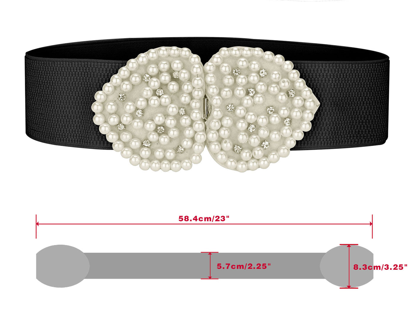 Allegra K Heart Shape Design Faux Pearl Rhinestone Decor Waist Belts