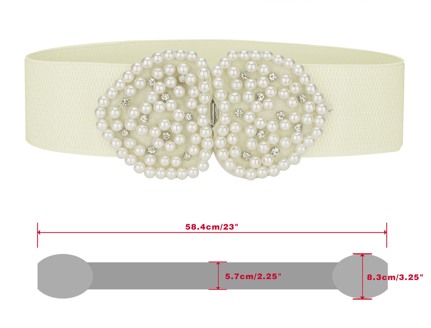 Allegra K Heart Shape Design Faux Pearl Rhinestone Decor Waist Belts