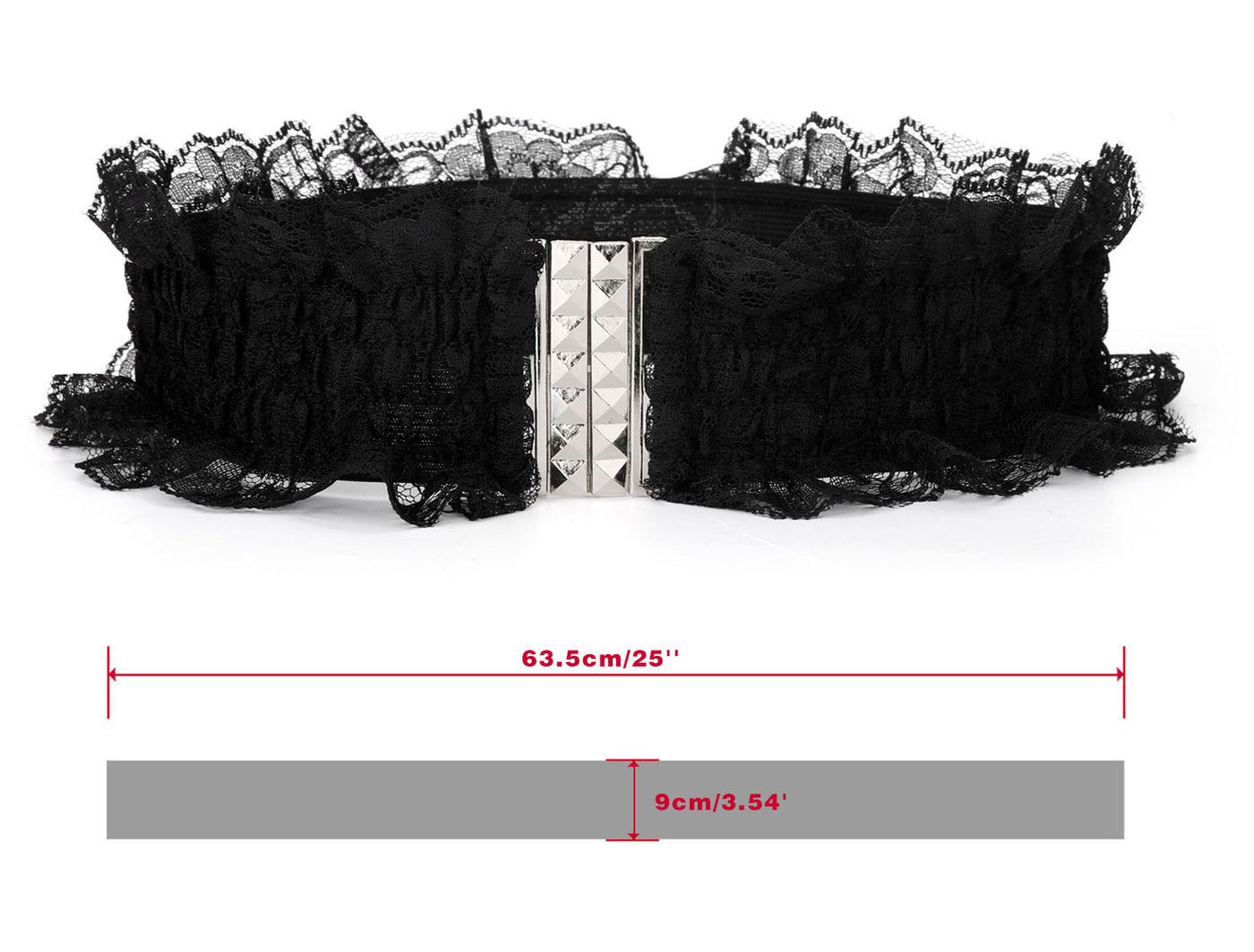 Allegra K Elastic Fabric Interlocking Buckle Mesh Lace Decor Waist Belt