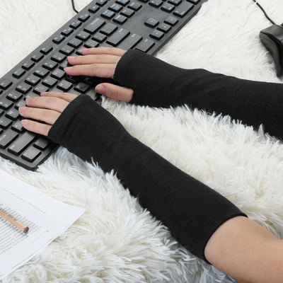 Fall Knitted Arm Warmmers Thumbhole Long Fingerless Gloves
