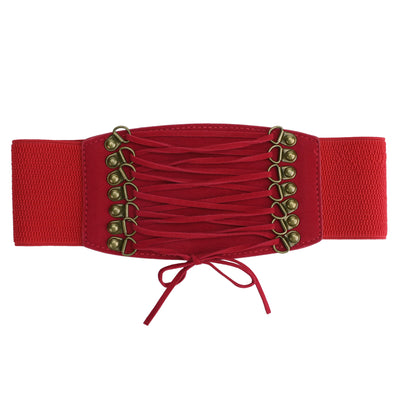 Rope Decor Elastic Band Press Stud Button Closure 3" Width Waist Belt