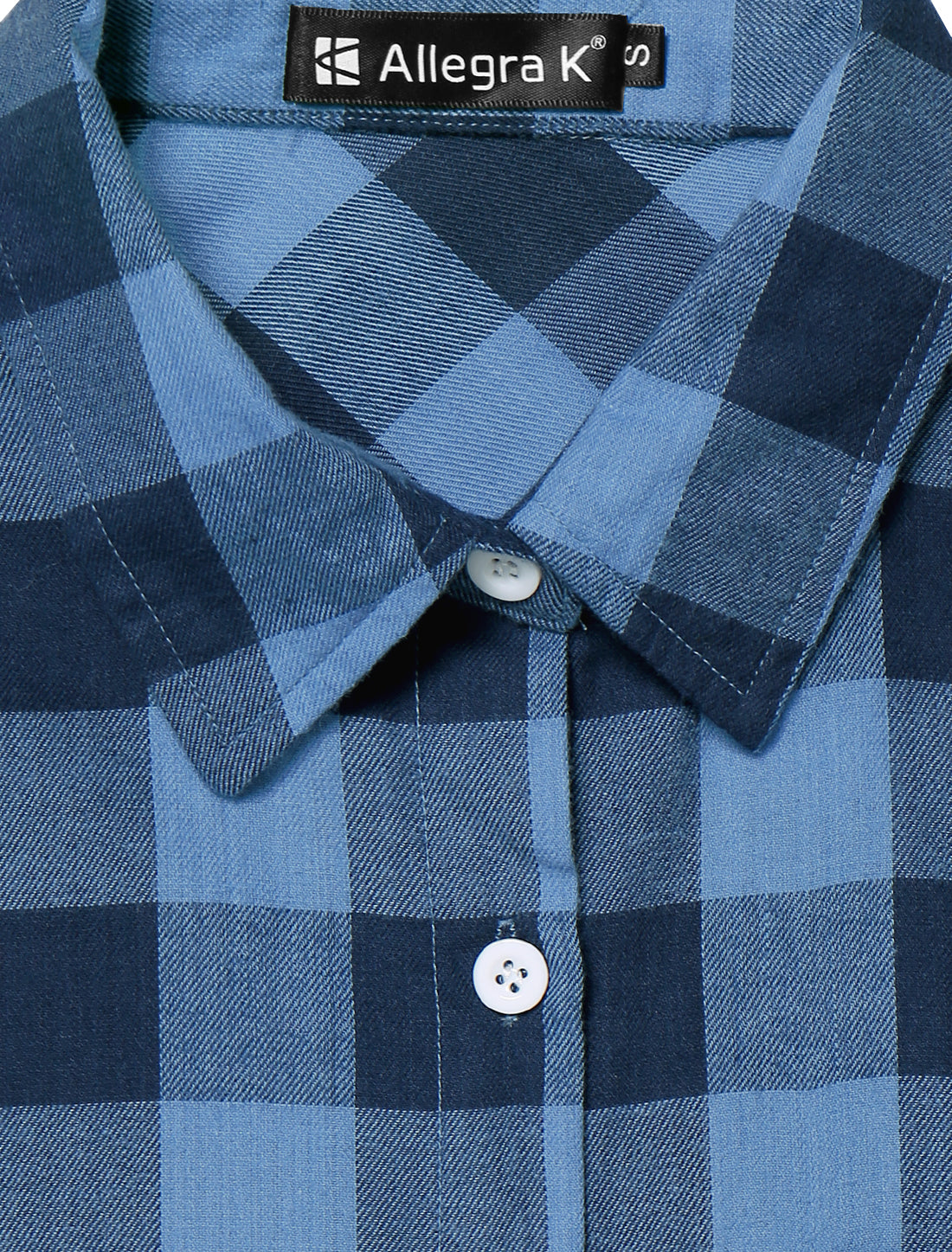 Allegra K Classic Lapel Roll Up Long Sleeve Button Up Plaids Shirt