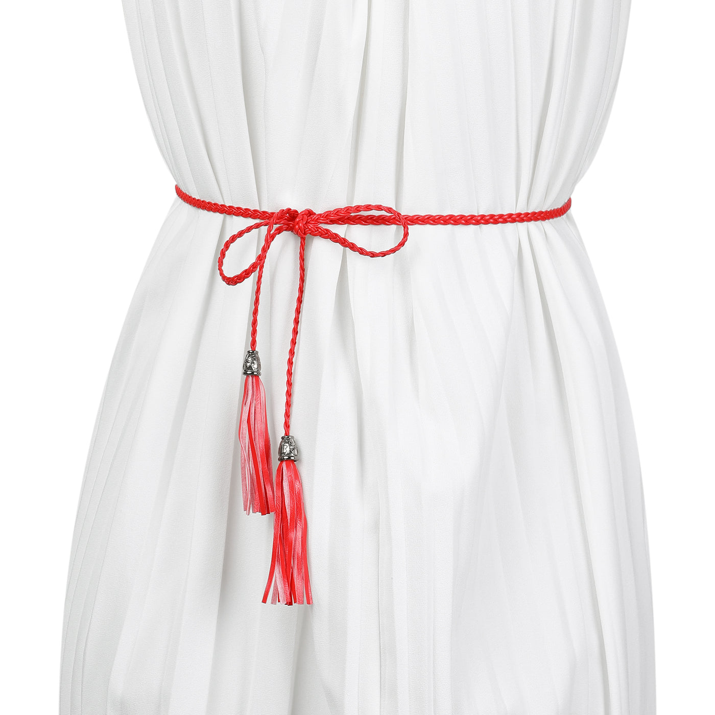 Allegra K Tassel Braided Skinny Woven Waist Belts for Skirt Dress