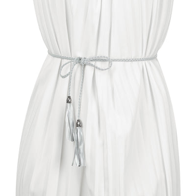 Tassel Braided Skinny Woven Waist Belts for Skirt Dress