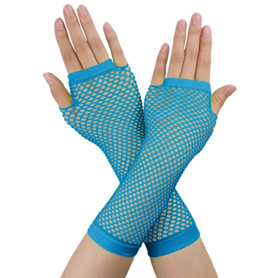 Fingerless Mesh Fancy Party Costume Fishnet Gloves 2 Pairs