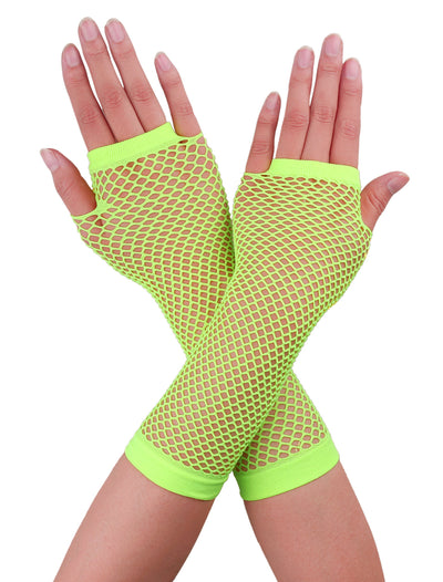 Fingerless Mesh Fancy Party Costume Fishnet Gloves 2 Pairs