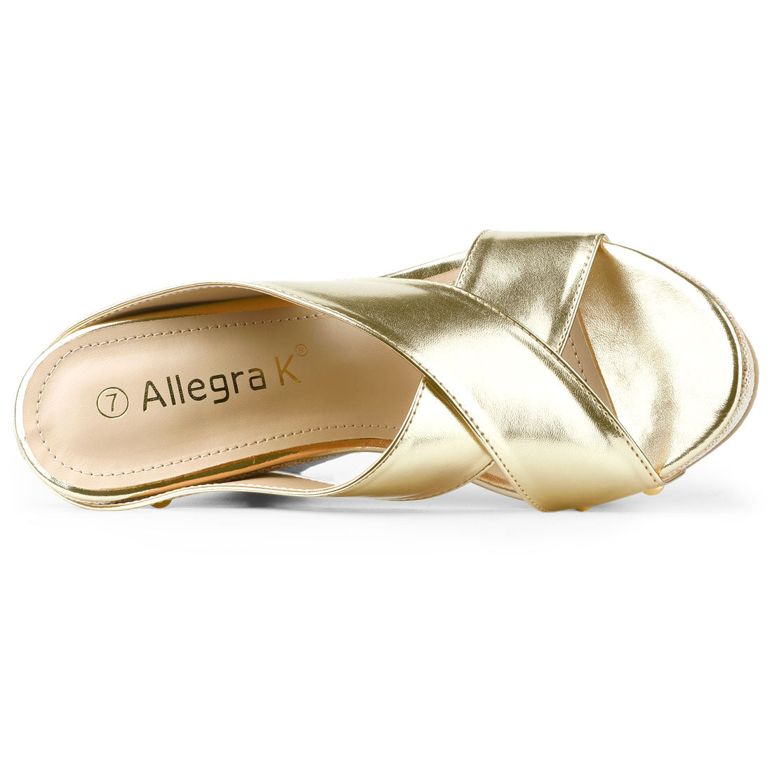 Allegra K Crisscrossing Strap Platform Slide Wedge Sandals