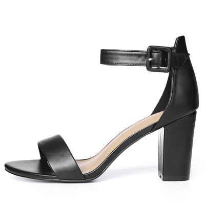 Buckle Ankle Strap High Chunky Heel Sandals