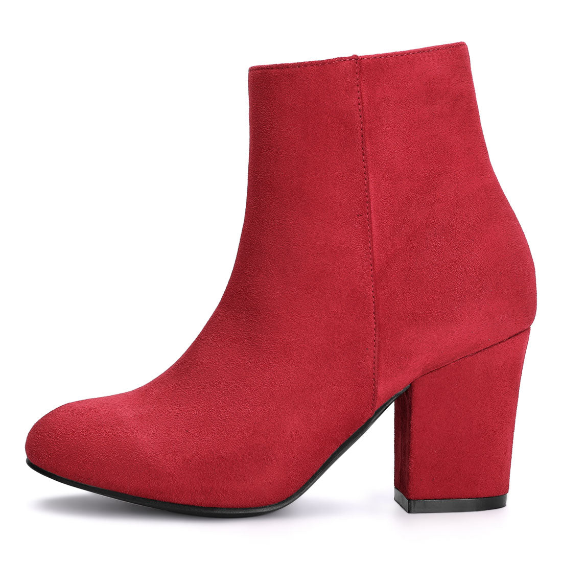 Allegra K Round Toe Side Zip Chunky Heel Ankle Boots
