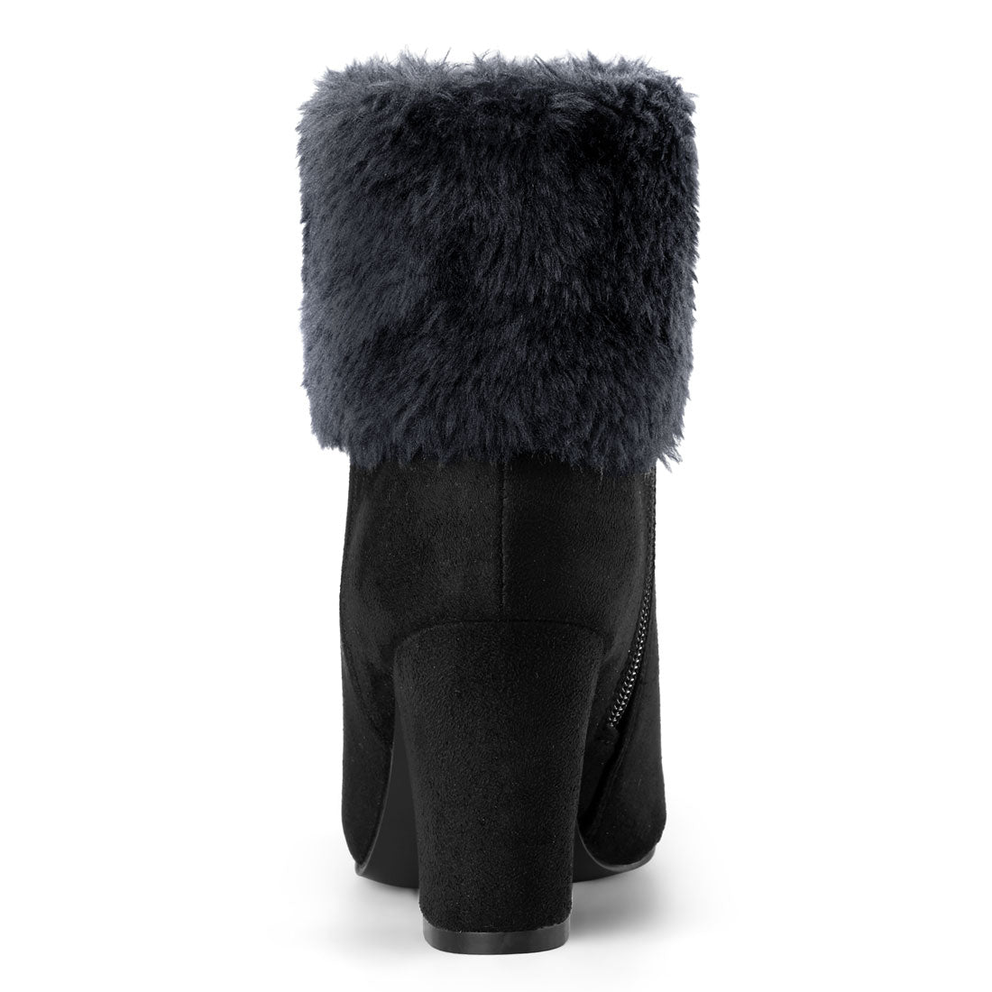 Allegra K Christmas Faux Fur Chunky Heel Ankle Boots