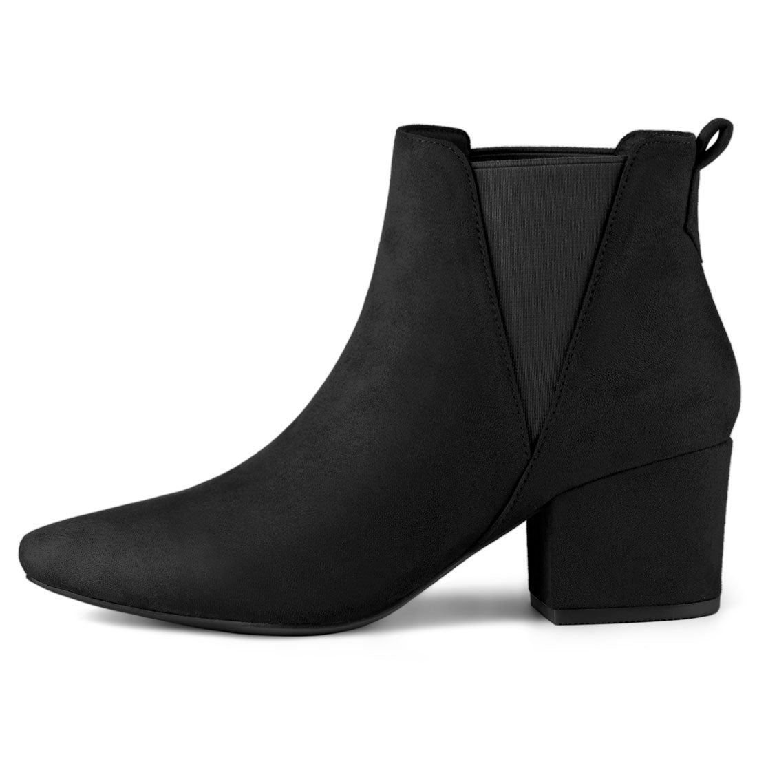 Allegra K Faux Suede Pointed Toe Block Heel Ankle Chelsea Boots
