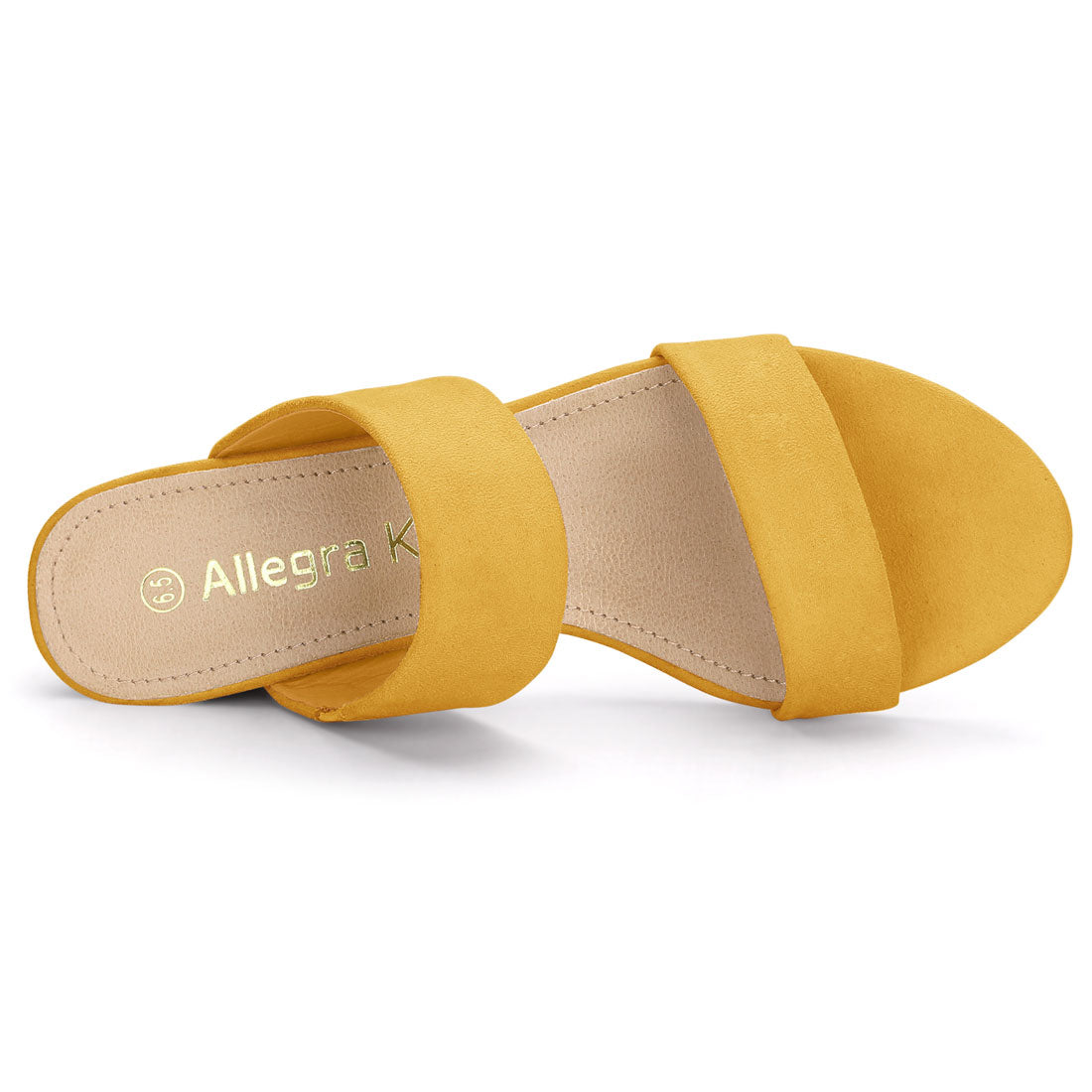 Allegra K Block Heel Dual Straps Slide Sandals