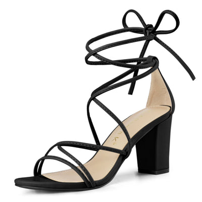 Lace Up Strappy Straps Chunky Heel Sandals