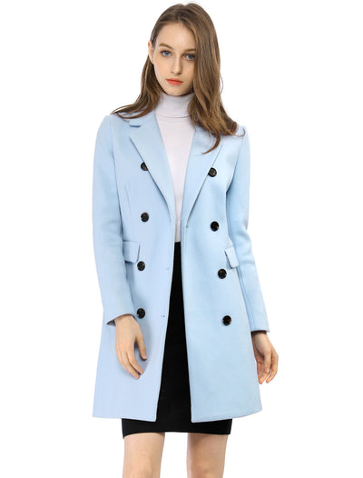 Winter Long Sleeve Notched Lapel Double Breasted Trench Coat