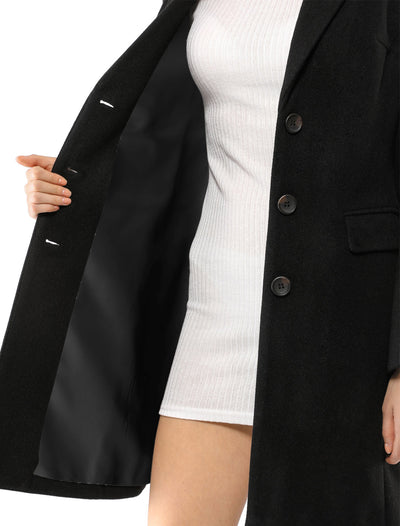 Notched Lapel Single Breasted Outwear Winter Long Coat