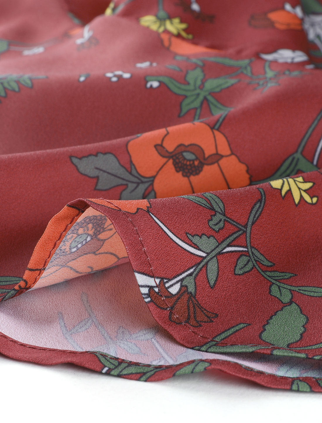 Allegra K Floral Printed Self Tie Knot High-Low Ruffle Hem Wrap Skirt