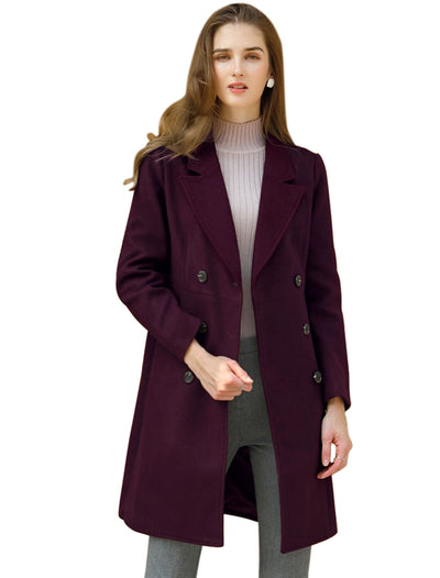 Notched Lapel Double Breasted Outwear Winter Long Coat