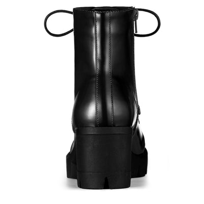 Lace Up Decor Side Zipper Platform Chunky Heel Combat Boots