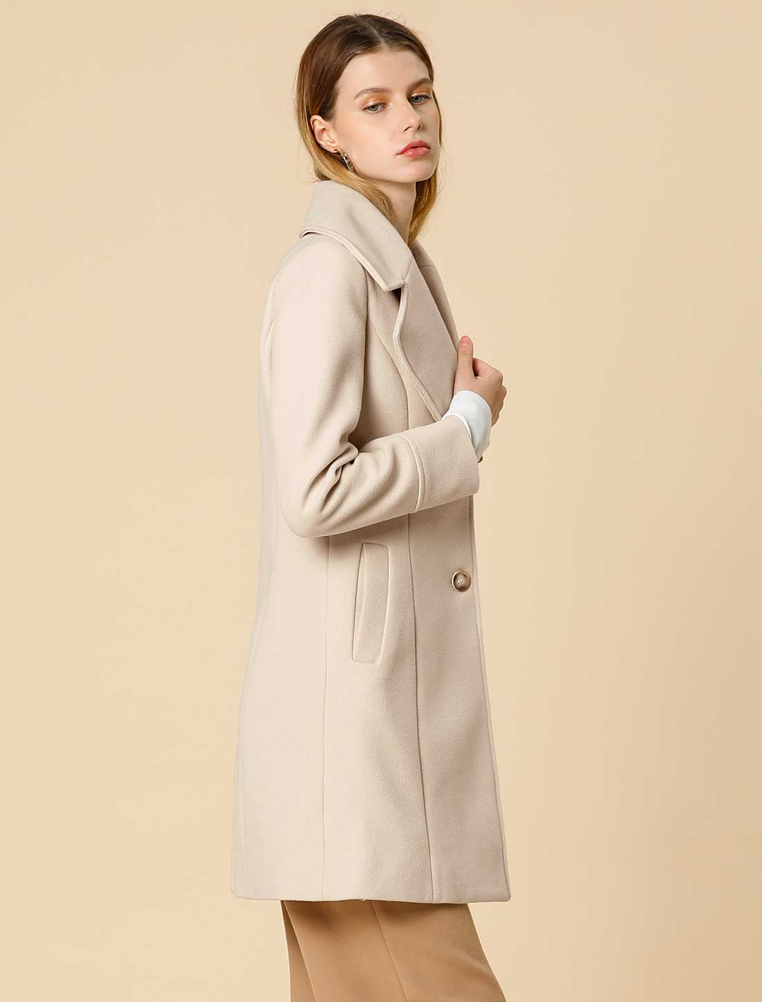 Allegra K Elegant Notched Shawl Collar Single Breasted Winter Long Coat