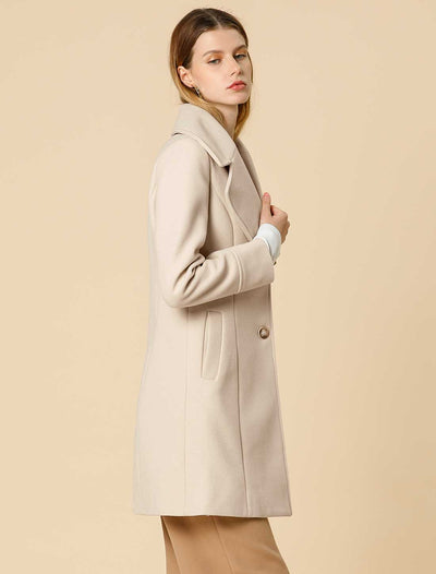 Elegant Notched Shawl Collar Single Breasted Winter Long Coat