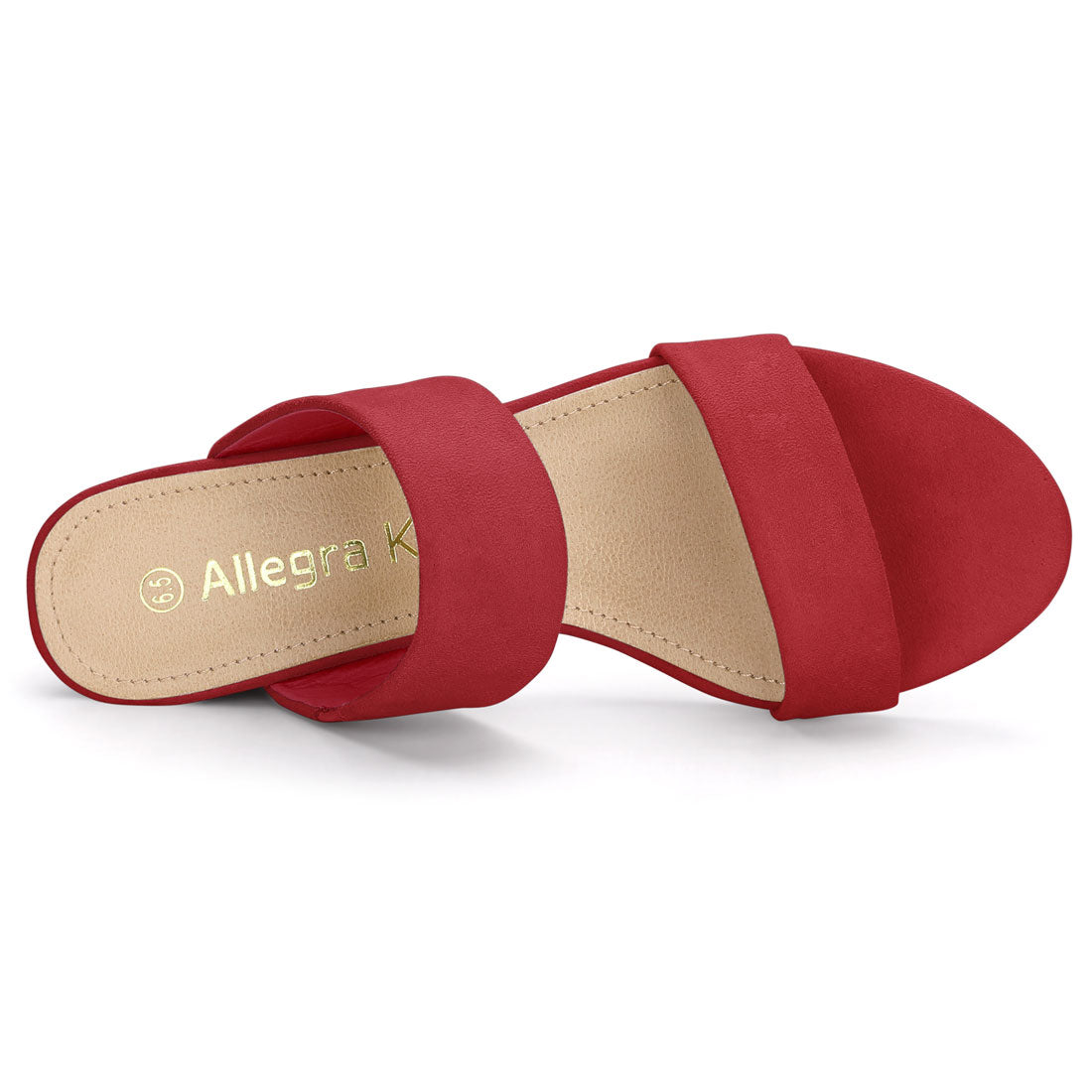 Allegra K Block Heel Dual Straps Slide Sandals