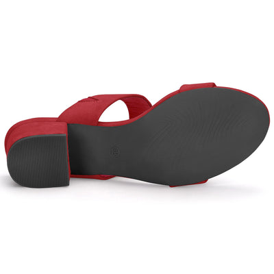 Block Heel Dual Straps Slide Sandals