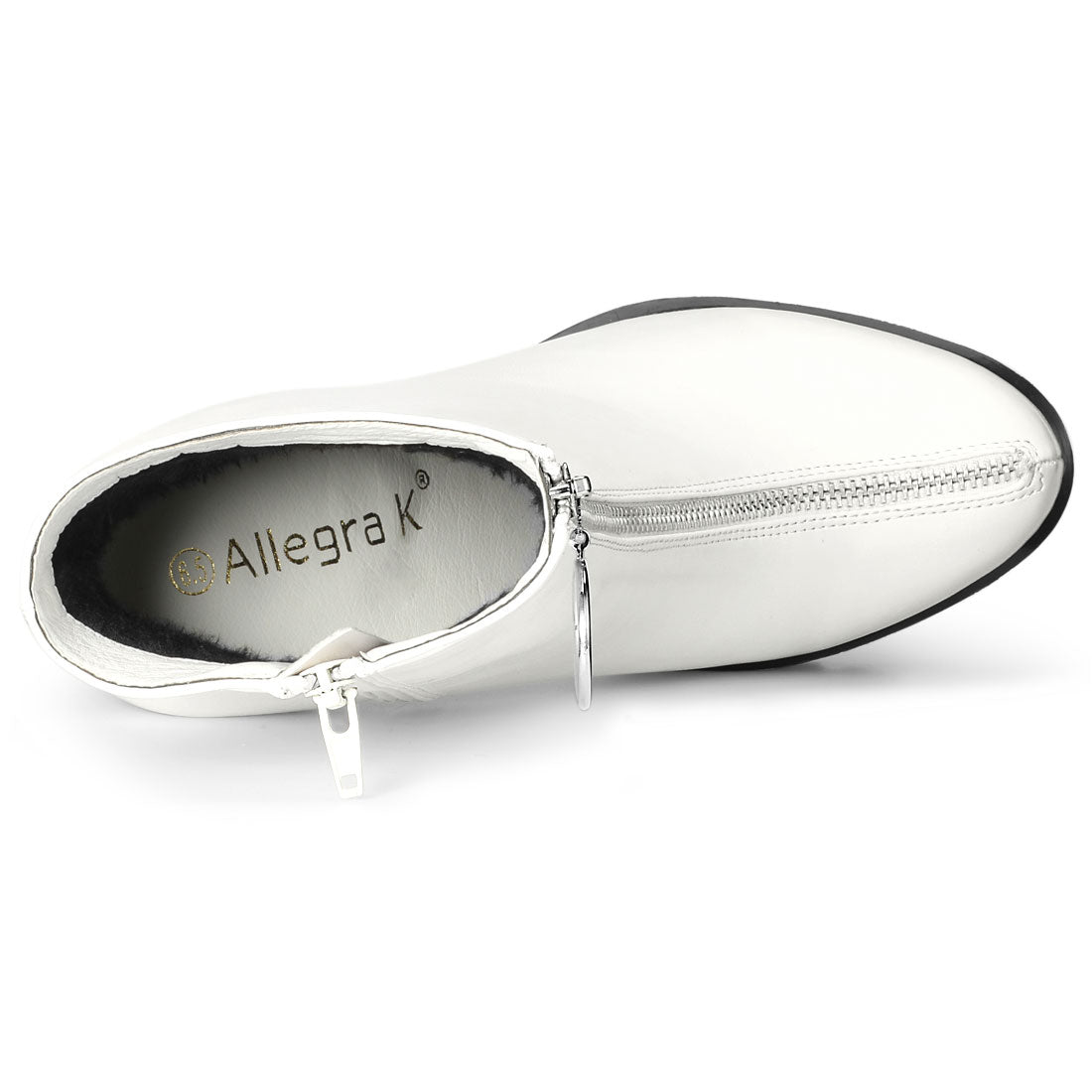Allegra K Platform Front Zip Chunky Heel Ankle Boots