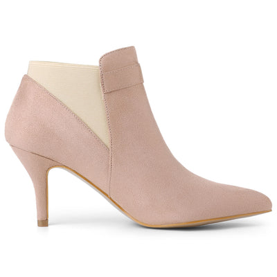 Faux Suede Pointed Toe Stiletto Heel Chelsea Ankle Booties