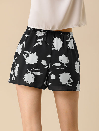 Summer Beach Casual Elastic Waist Wide Leg Floral Shorts