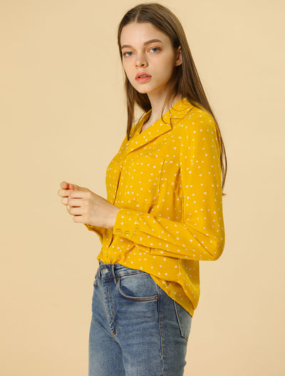 1950s Vintage Long Sleeve Printed Button Down Tops