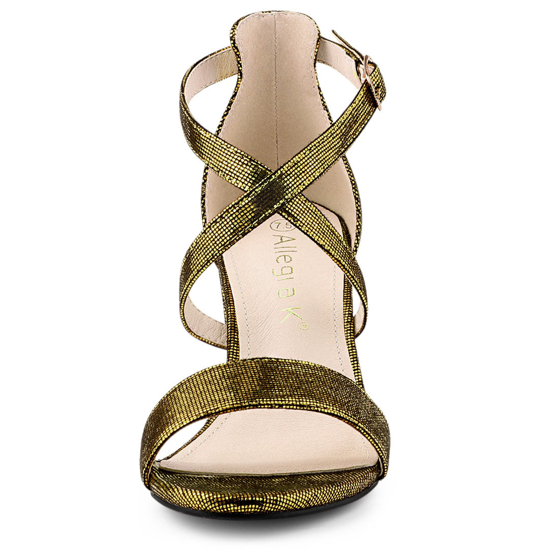 Allegra K Colorful Cross Strappy Adjustable Buckle Block Heel Sandals