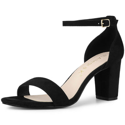 Open Toe Ankle Strap Chunky High Heel Sandals