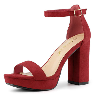 Faux Suede Ankle Strap Platform Chunky Heel Sandals