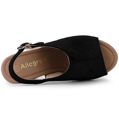 Open Toe Slingback Platform Chunky Heel Sandals