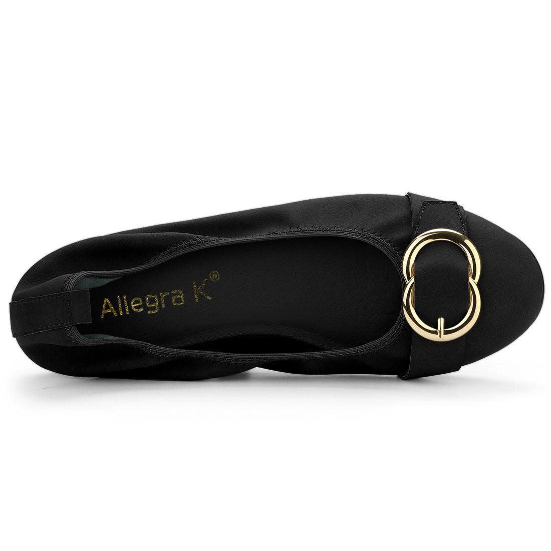 Allegra K Elegant Round Toe Slip on Belt Decor Ballet Flats