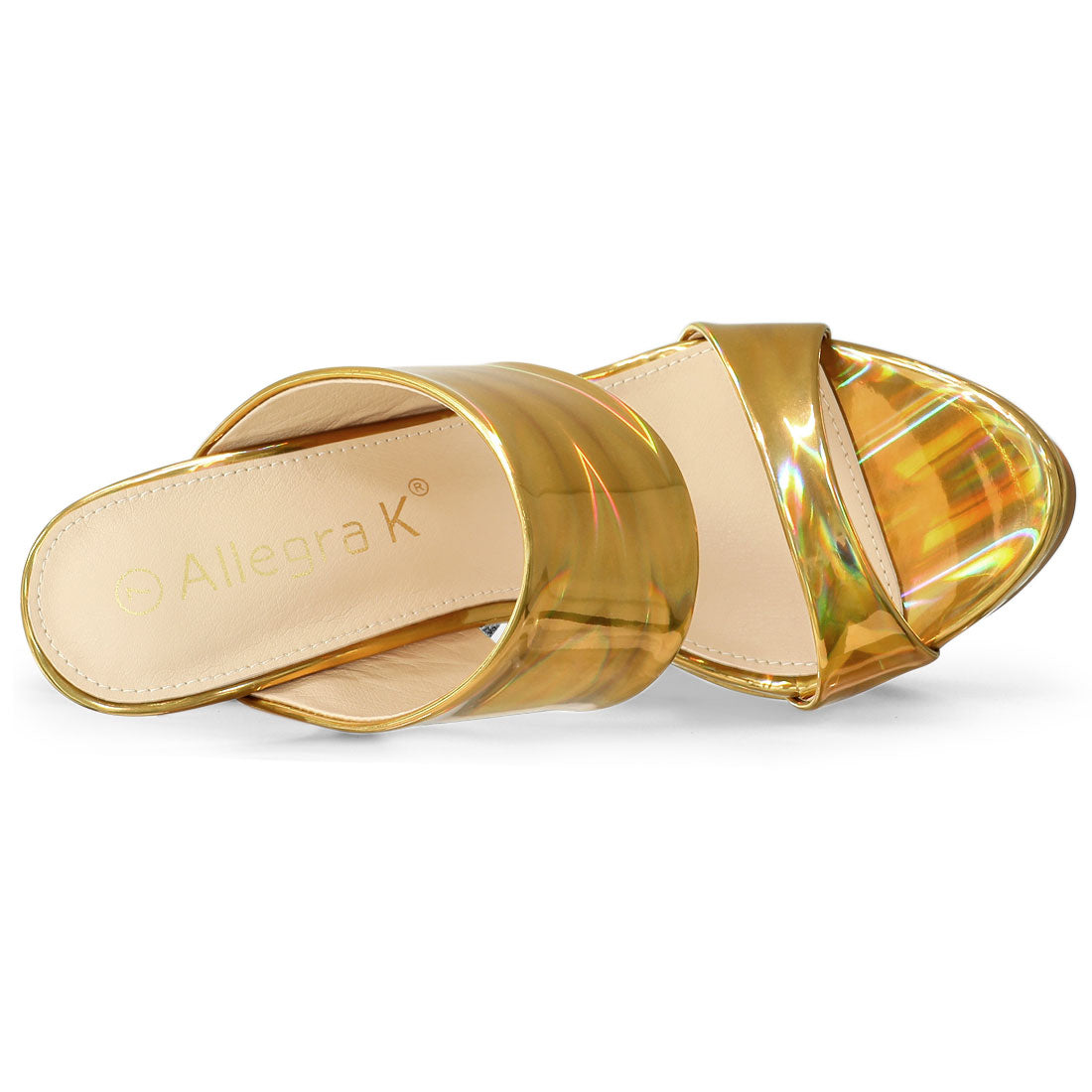 Allegra K Shiny Colorful Platform Stiletto Heel Open Toe Sandals